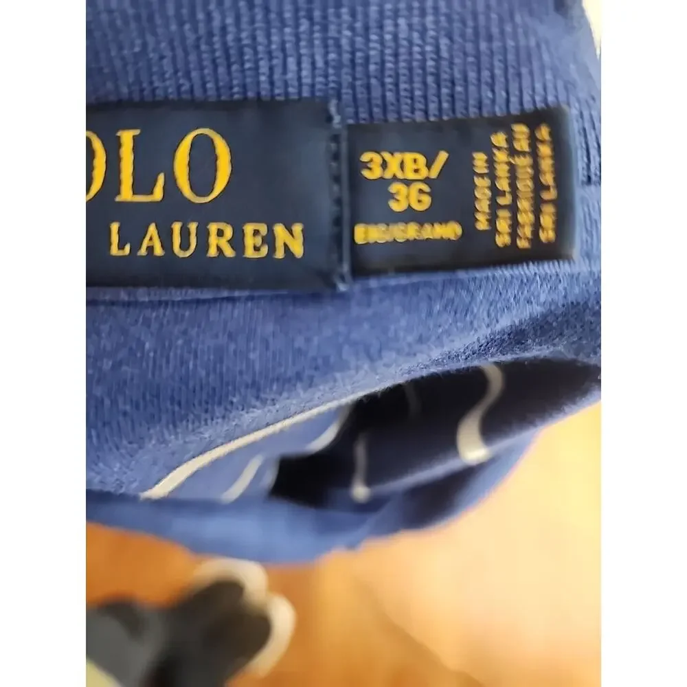 Polo Ralph Lauren Short Sleeve Polo Shirt Size 3XB Big Blue White Stripe Pony